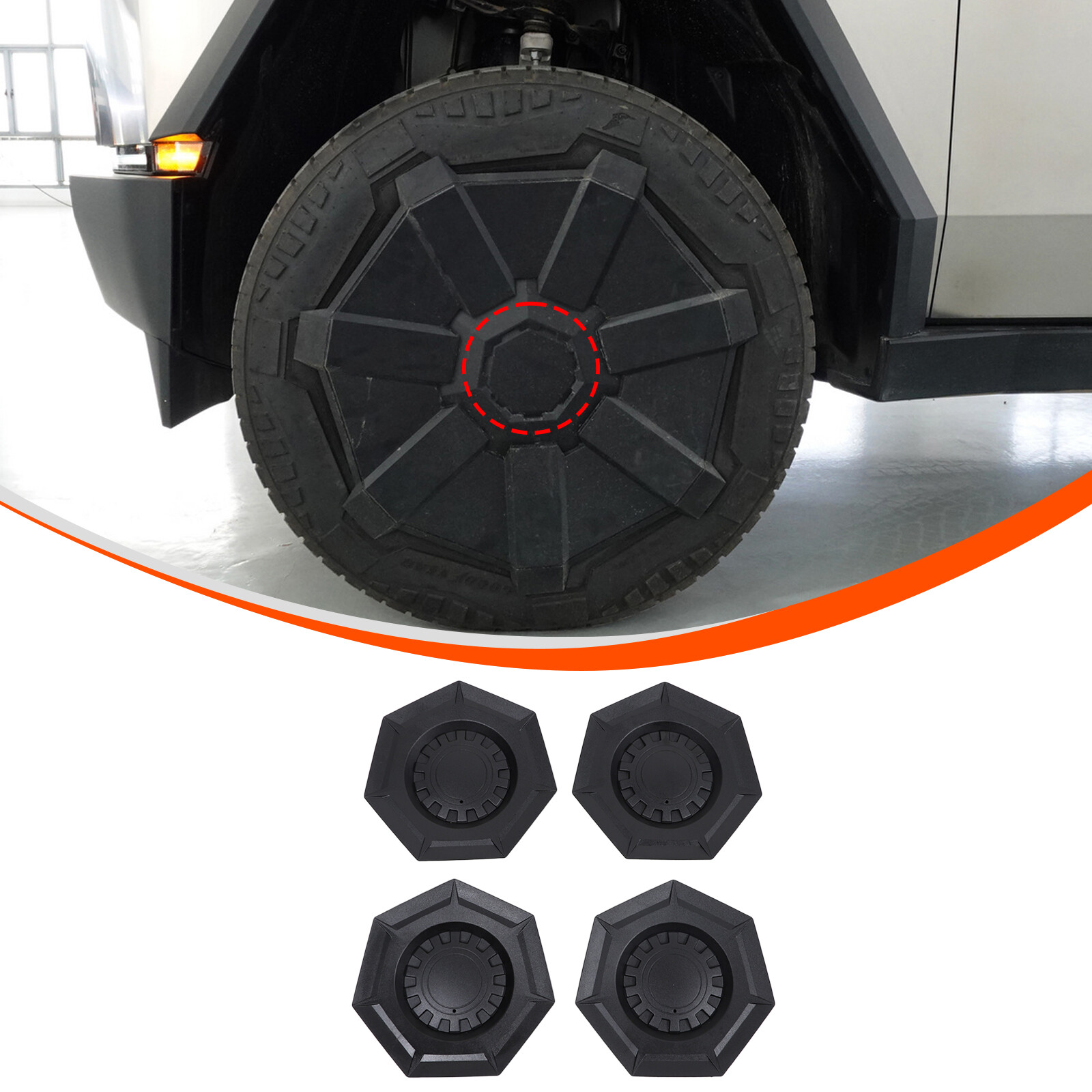 4pcs ABS Wheel Hub Cap Center Cover Protector Fits Tesla Cybertruck 2024 2023