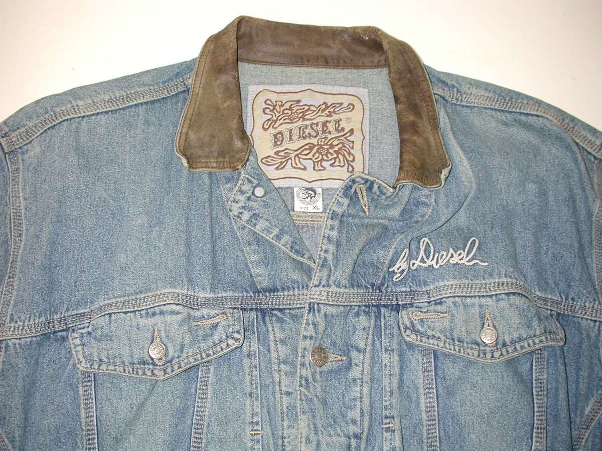 Vintage 1980 DIESEL Men's Motorcycle Denim Jacket, Leather Vintage 1980 DIESEL Men's Motorcycle Denim Jacket, Leather