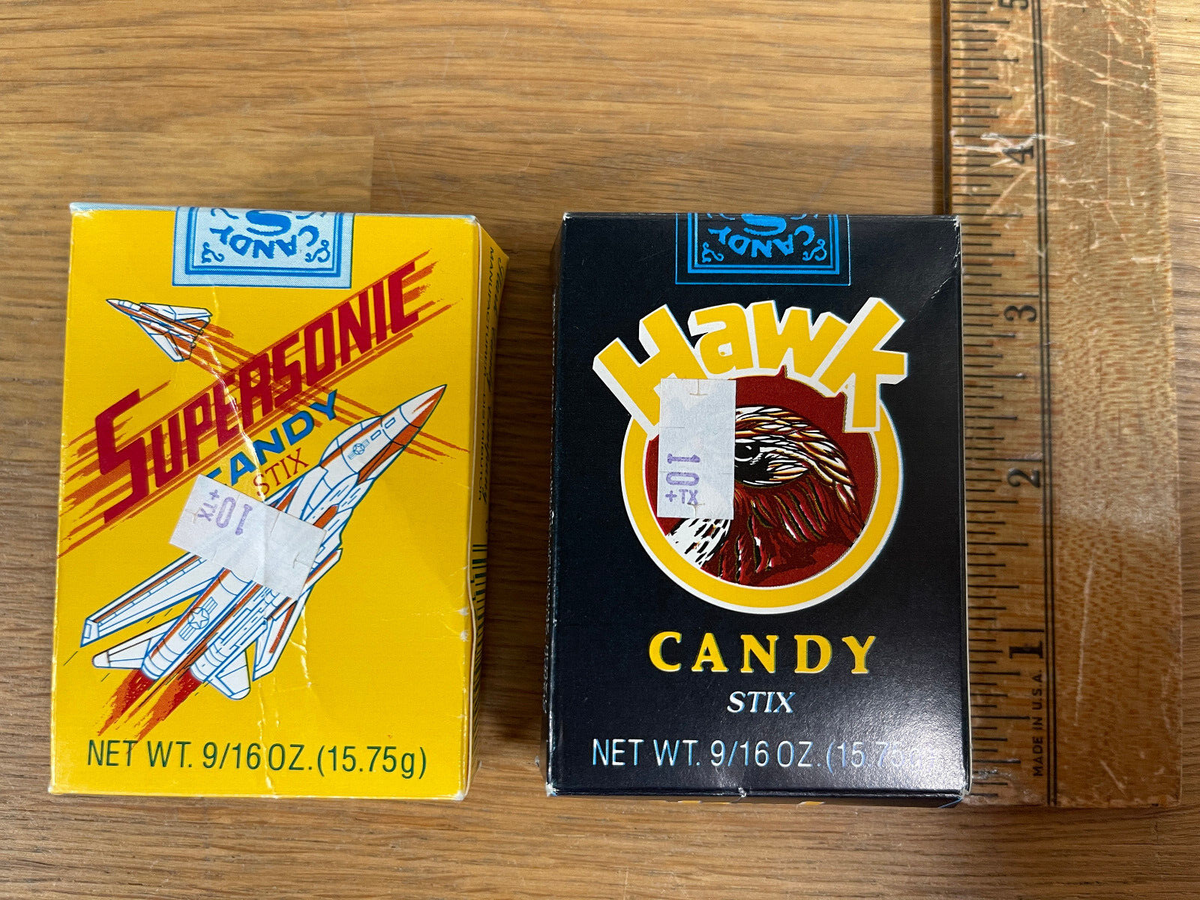 when were candy cigarettes banned 1980s Empty Candy Cigarette Boxes Rare Banned Hawk & Supersonic Stark Candy  Co