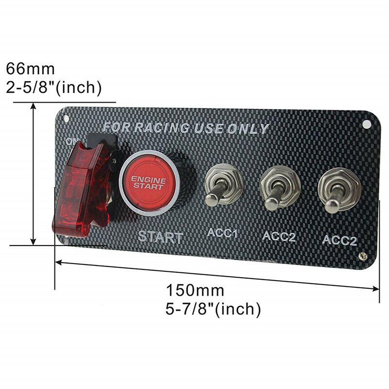 12V Car Red Button Racing Toggle Panel Racing Ignition Button Engine ...