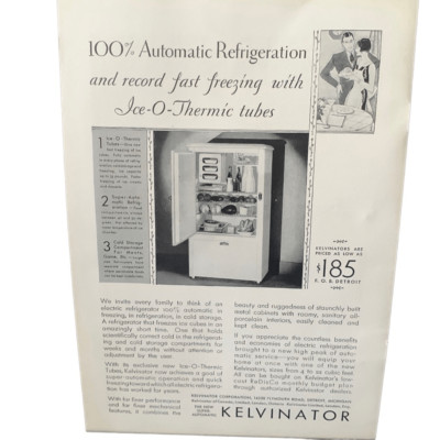 Vintage 1930 Kelvinator Ice-O-Thermic Tubes Ad Advertisement