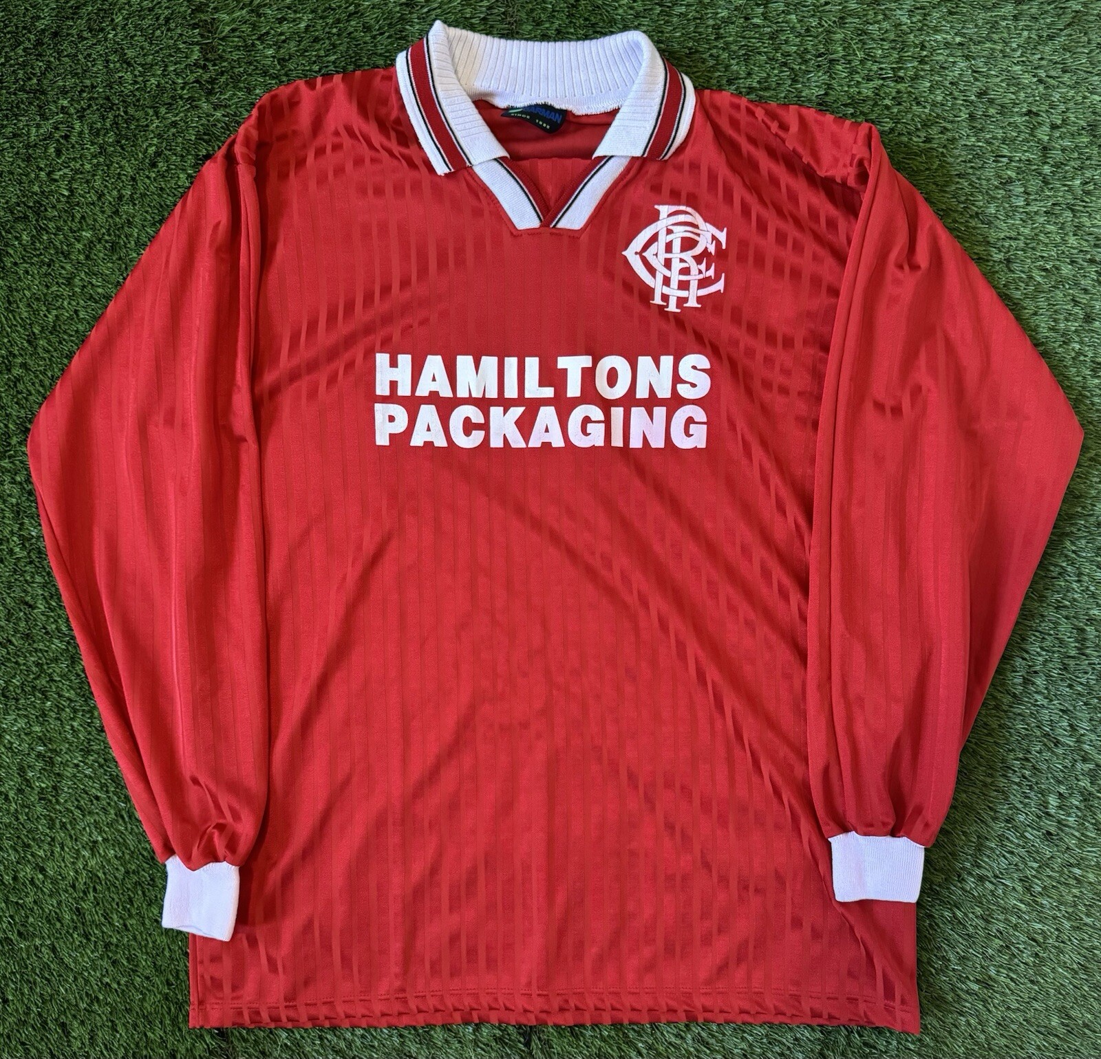GLASGOW RANGERS VINTAGE LONG SLEEVE SOCCER JERSEY SCOTLAND MENS XL #12 RED