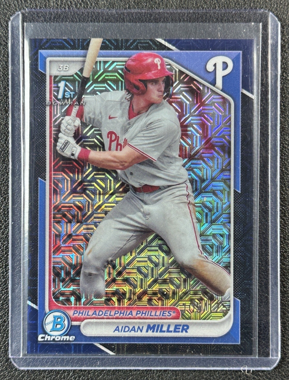 AIDAN MILLER 2024 BOWMAN CHROME MEGA BOX #BCP-27 PROSPECT NAVY REFRACTOR 105/175