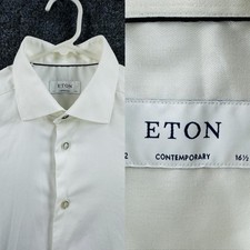 Eton Signature Twill Contemporary French Cuff White 16.5 Shirt Solid Men Elegant