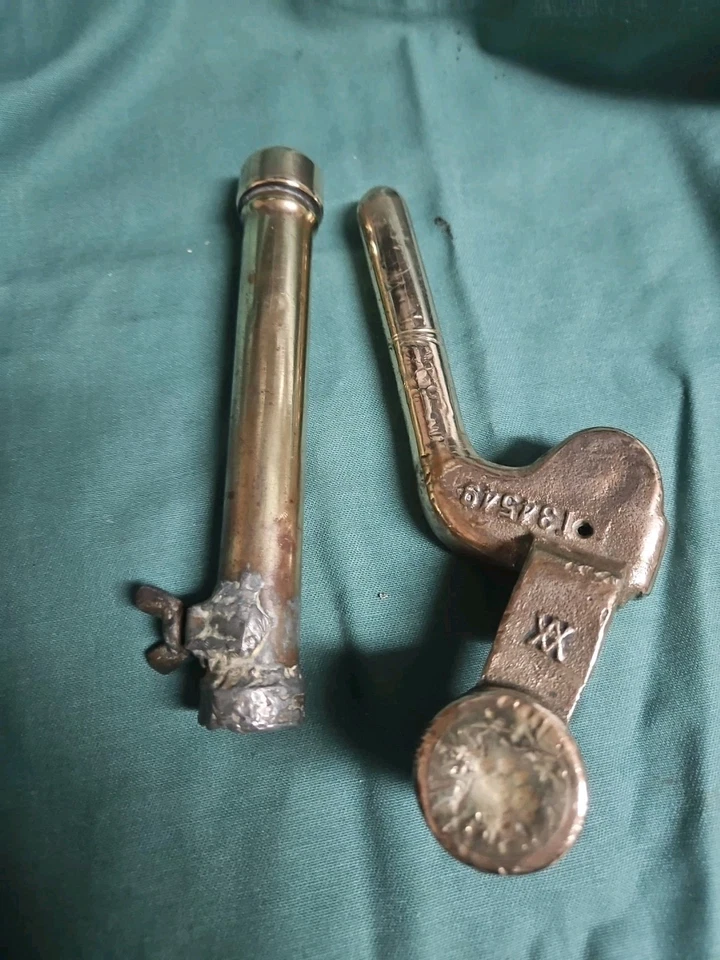 Manija de freno de locomotora de latón antigua vintage con extensión Foto 3 de 4