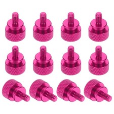 12 Pcs Computer Case Thumb Screw M4 x 7mm Knurled Screws, Rose Red