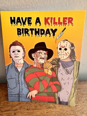 Michael Meyers Jason Horror Films Happy Birthday card NEW Set 2 Gift Halloween
