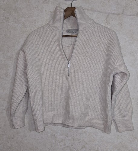 Everlane The Half-Zip Sweater in Luxe Merino Wool Size Medium Heathered Oat