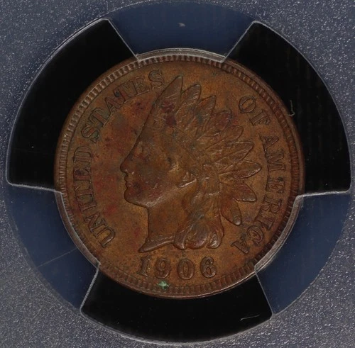 Indian Head Cent. 1906 PCGS AU Environmental Details. Lot # 9064-476-3711