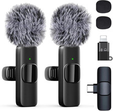 Wireless Microphone Mini Mic for iPhone/Android Phone, LED Display Lavalier Micr