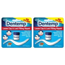 2 Pack Dentemp O.S. One Step Caps And Fillings Repair 14+ Repairs 2.2 Grams Each