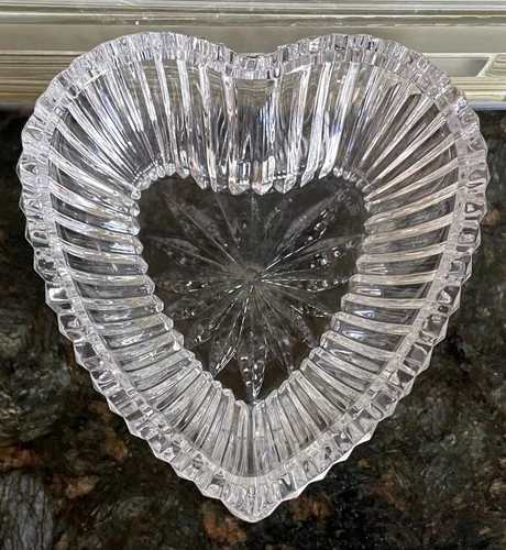 Vintage Waterford Crystal Heart Shaped Trinket Candy Bowl Dish