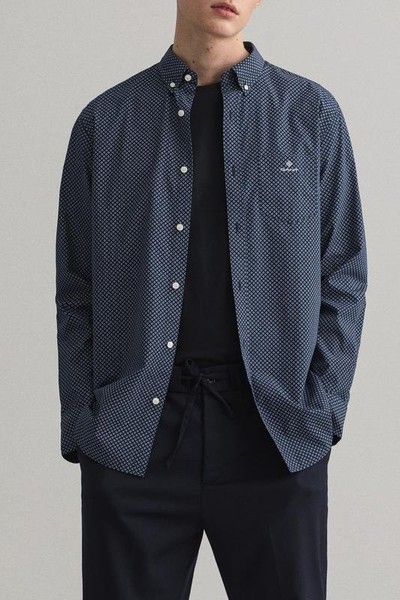 Men Gant Shirt Navy Cotton XXL