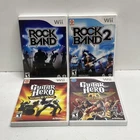 Rock Band 1 2 Guitar Hero World Tour Aerosmith 4 Nintendo Wii Game Lot