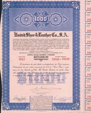MEXICO UNITED SHOE & LEATHER 1000 P  stock certificate/bond