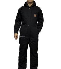 Men's Insulated Coverall with Full Body Protection and Multiple Pocket BLACK