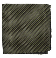 NWOT Italo Ferretti Satin Black Gray Geometric Silk Pocket Square Italy 14"