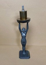 Limousin Art Deco naked lady Spelter Figurine brass top, matchbook holder