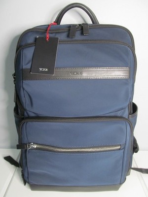 TUMI LINKS Navy-Smooth Polyester 17  Laptop Backpack-Black Leather $575.00, NWT