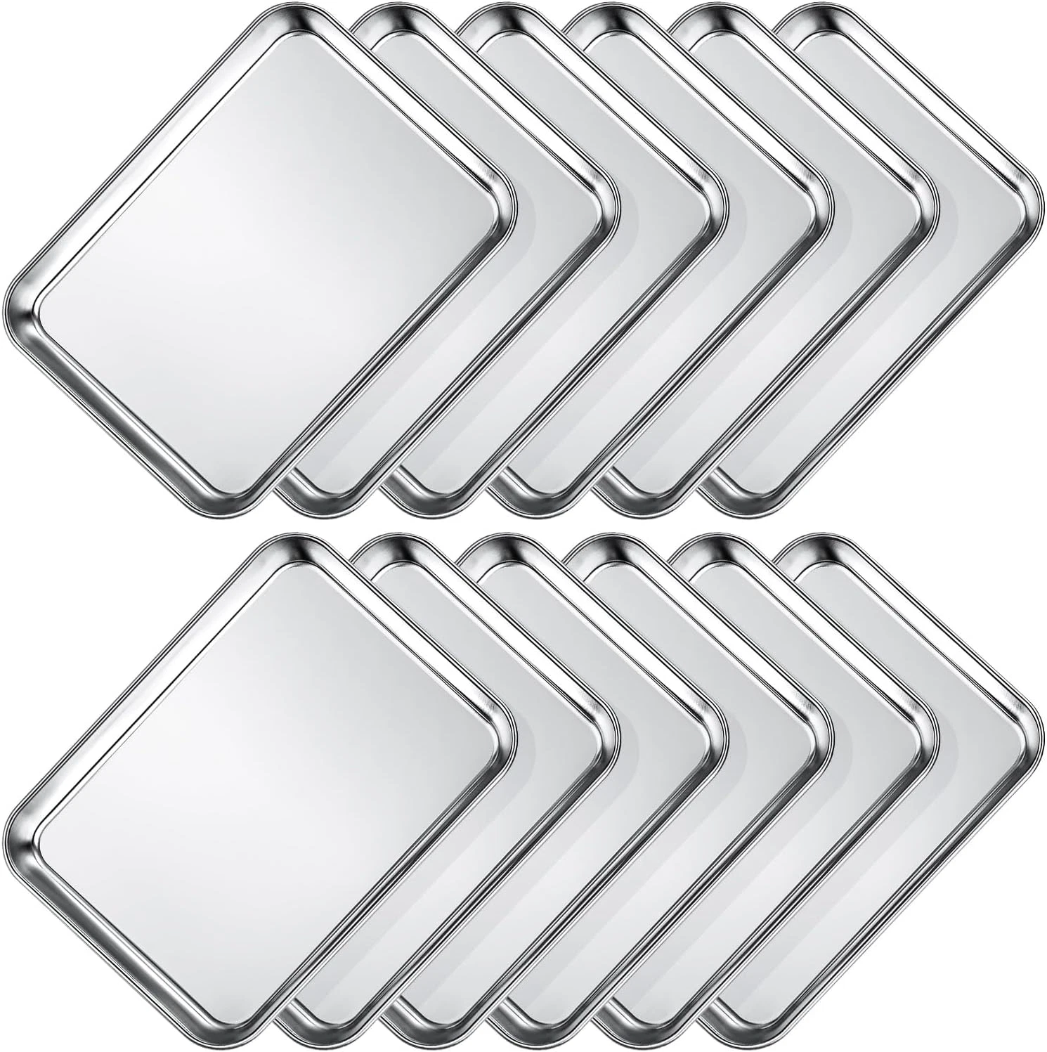 Sheet Pan Set Baking Sheet Cookie Sheet Baking Pan Toaster Oven Pans, 12 PCS Sta