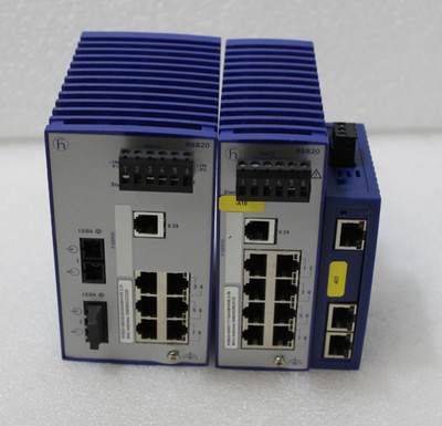 Lot of 3 HIRSCHMANN 8  & 4 port  RSB20 ETHERNET RAIL SWITCH plus Spider 3TX-TAP