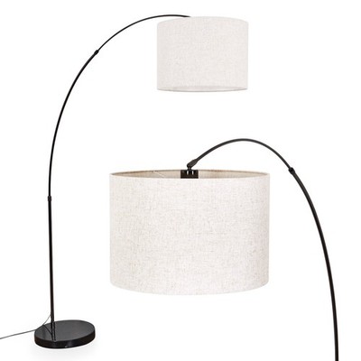 HOFSTEIN Schiavonea Stehlampe Marmorfuß Metall/Stoff Schwarz/Chrom/Beige/Weiß