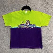 Chuck E Cheese T Shirt Youth Large Purple Green Tie Dye Promo T Shirt 2000s Y2K