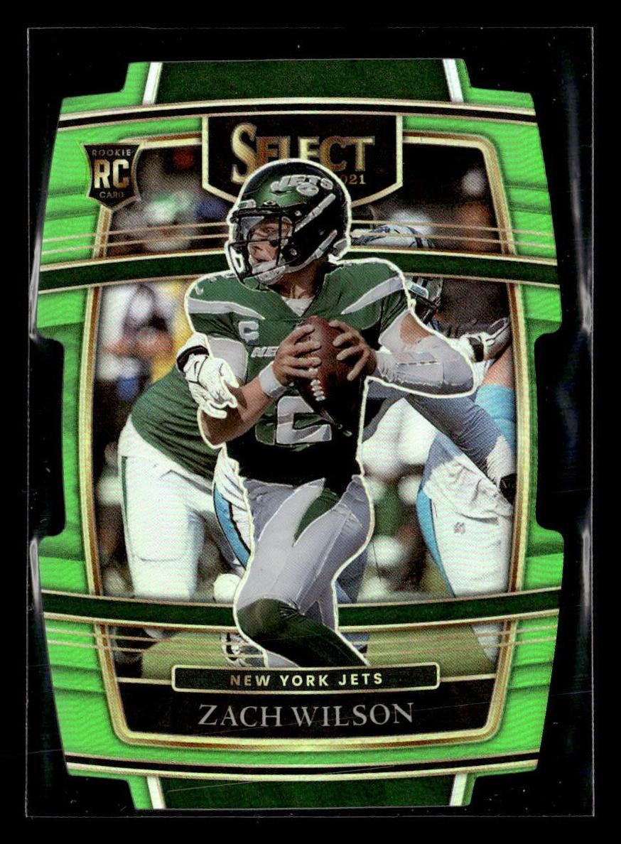 2021 Panini Select #44 Zach Wilson Neon Green Prizm Die Cut #/349 Rookie card