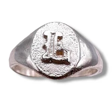 Initial Letter L Signet 925 Sterling Silver Child Baby Woman Pinky Ring Size 3