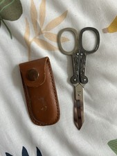 Sterling Silver Antique Folding Sewing Scissors Stainless Blades Japan