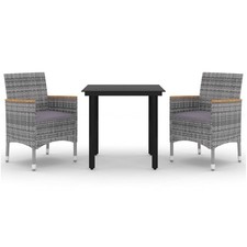 Patio Dining Set Outdoor Table and Chair Set Poly Rattan and Glass vidaXL