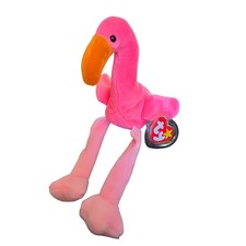Ty Beanie Babies Pinky the Flamingo Pink Plush Bird Stuffed Animal with Tags