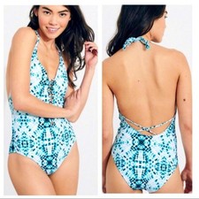 Hollister Tie Dye Criss Cross One Piece Swimsuit