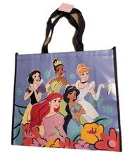 Disney PRINCESS Reusable Blue Jumbo Shopping Gift Bag with Handle🆕Free Shipping