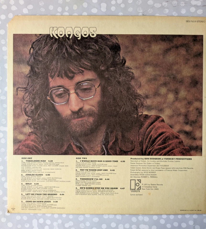 John Kongos – Kongos - Elektra – EKS-75019 - Vinyl, LP, Album - Image 2 of 4