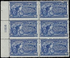 c1917 -#E11 "Pink Back" Plate # Block of 6 - MH, OG - Dark Ultra or Blue