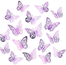 72 Pcs Butterfly Decorations, 3 Sizes 3 Styles, Wall Decor, Butterfly Party Birt