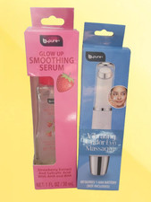 B.PURE GLOW UP SMOOTHING SERUM 1 OZ VIBRATING UNDER EYE MASSAGER BOXED 2PCS