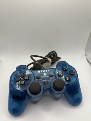 Sony PlayStation DualShock Controller Blue Clear OEM Tested Working PS1 PS2