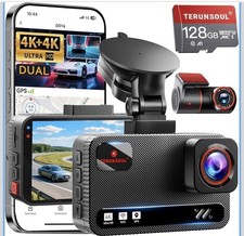 4K 4K Dash Cam Front and Rear, Free 128GB Card Included, 5.8Ghz Wifi Dash Camera