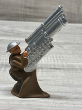 Antique Barclay Manoil Lead Metal Soldier Army Seated w/Anti-aircraft Gun Figure