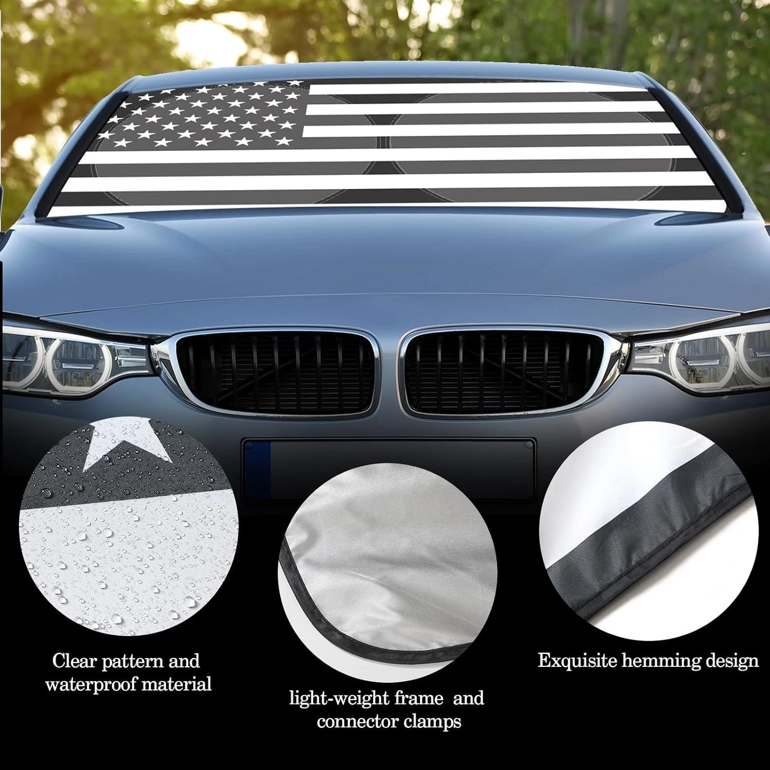 Windscreen Sunshade Foldable Car Front Window Sunshade (Flag Design)