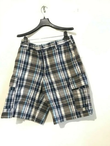 Van Heusen Size 34 100% Cotton Check Plaid Men Shorts Brown Navy Mint Green