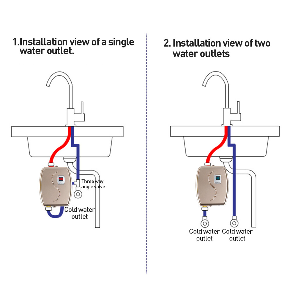 3.8KW Electric Tankless Instant Hot Water Heater Under Sink Tap