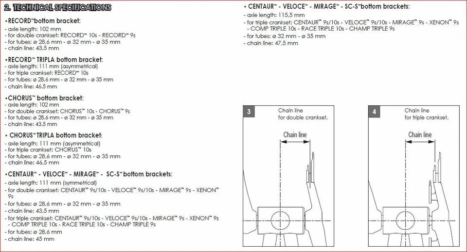 OMNI Racer ISO Square Taper Steel Bottom Bracket Record Chorus Centaur: 68x111mm - Image 2 of 4