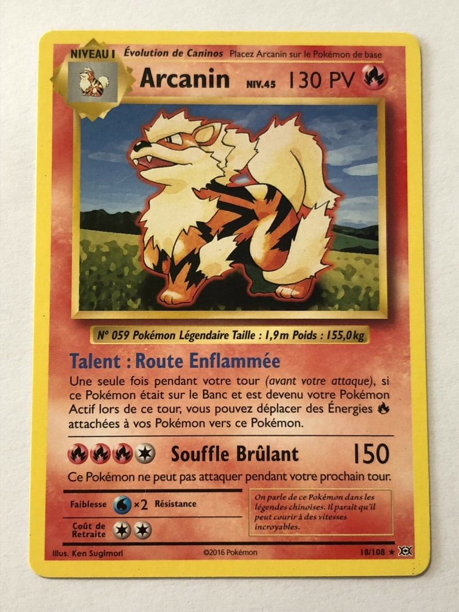 Pokemon Card - JCC - Arcanine - 18/108 XY Evolutions - French | eBay