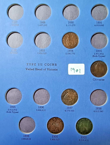 GB Farthings 1860-1901 in Whitman Folder INCOMPLETE 15 aUNC coins (45 missing) - Picture 4 of 6