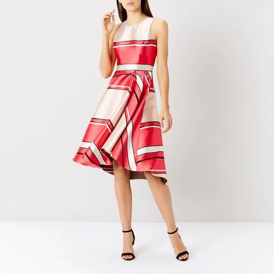 New Coast Pink Mix Bayshore Burntout Striped Dress Sz UK 12 rrp