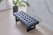 48'' Upholstered Tufted Bench with Soft Fabric and Versatile Use, Dark Gray