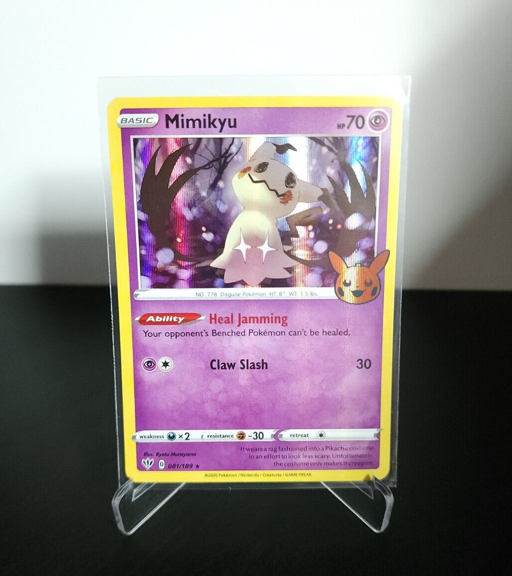 Pokemon Trick or Trade - Mimikyu - Darkness Ablaze 081/189 - Holo Rare Card  - Halloween Stamp